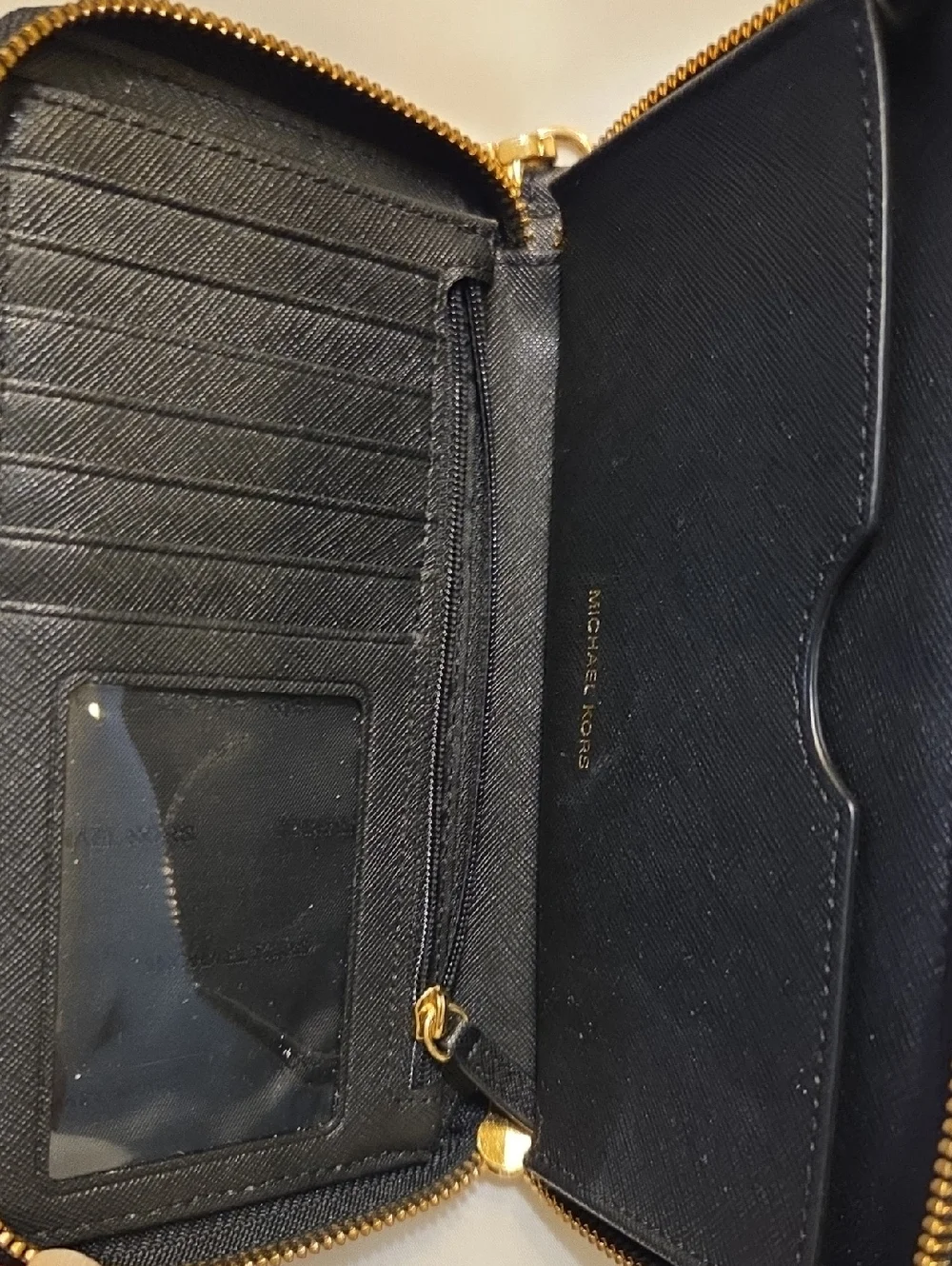 Michael Kors Black Zip-Around Wristlet‎ with Gold Hardware